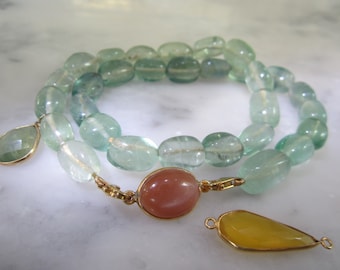 Fluorite Moonstone Cabochon Collier Collar Prenith