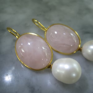 TOM K ciondolo vintage cabochon Briolette Thaiti quarzo rosa estate indiana mix & match Orecchini sfaccettato orecchini-Pandora