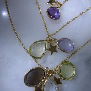 Collier Chain Charms Prasolith Amethyst Star