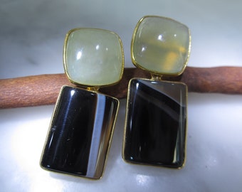 Pendientes Moonstone ágata Solitaer Jade lino oro