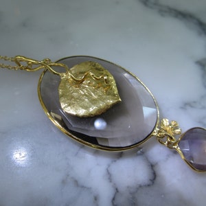 Smoke quartz chain gold citrine amethyst Buddha