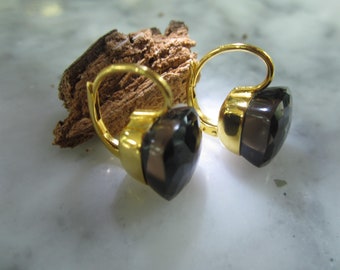 Ohrringe Rauchquarz Earrings Smoky quartz Italy Ohrhänger Silber 925