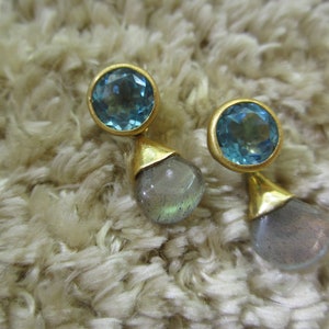 Tuerkis stud earrings Gold Topas Indian Summer Ball image 1