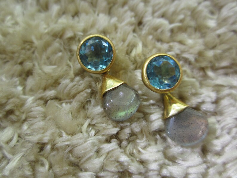 Tuerkis stud earrings Gold Topas Indian Summer Ball image 1