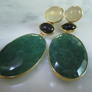 Earrings Emerald Prehnit Gold Unique Earrings
