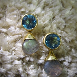 Tuerkis stud earrings Gold Topas Indian Summer Ball image 2