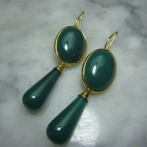 Earrings Vintage Onyx Drop Art deco Chandelier