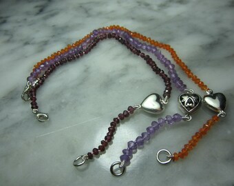 Bracelet limb necklace amethyst heart arabasque