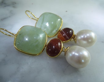 TOM K boucles d’oreilles perles cadeau lustre Jade