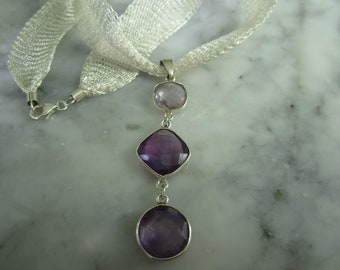 Titan Mesh Chain Collier Amethyst Gold Ring TOM K