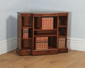 Vintage English Georgian Style Small Burr Walnut Breakfront Inlaid Bookcase (Circa 1980)