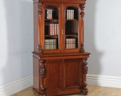 Antique Anglo Indian Victorian Colonial Campaign Mahogany Two Door Glazed Library Office Bookcase Cupboard (Circa 1870)