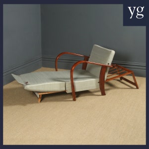 Antique French Art Deco Beech Reclining Metamorphic Lounge Chair / Day Bed (Circa 1930)