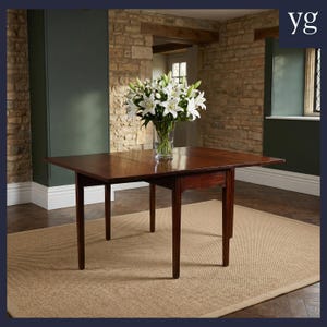 Antique English Georgian Figured Mahogany Drop Leaf Folding Dining Table (Circa 1800)
