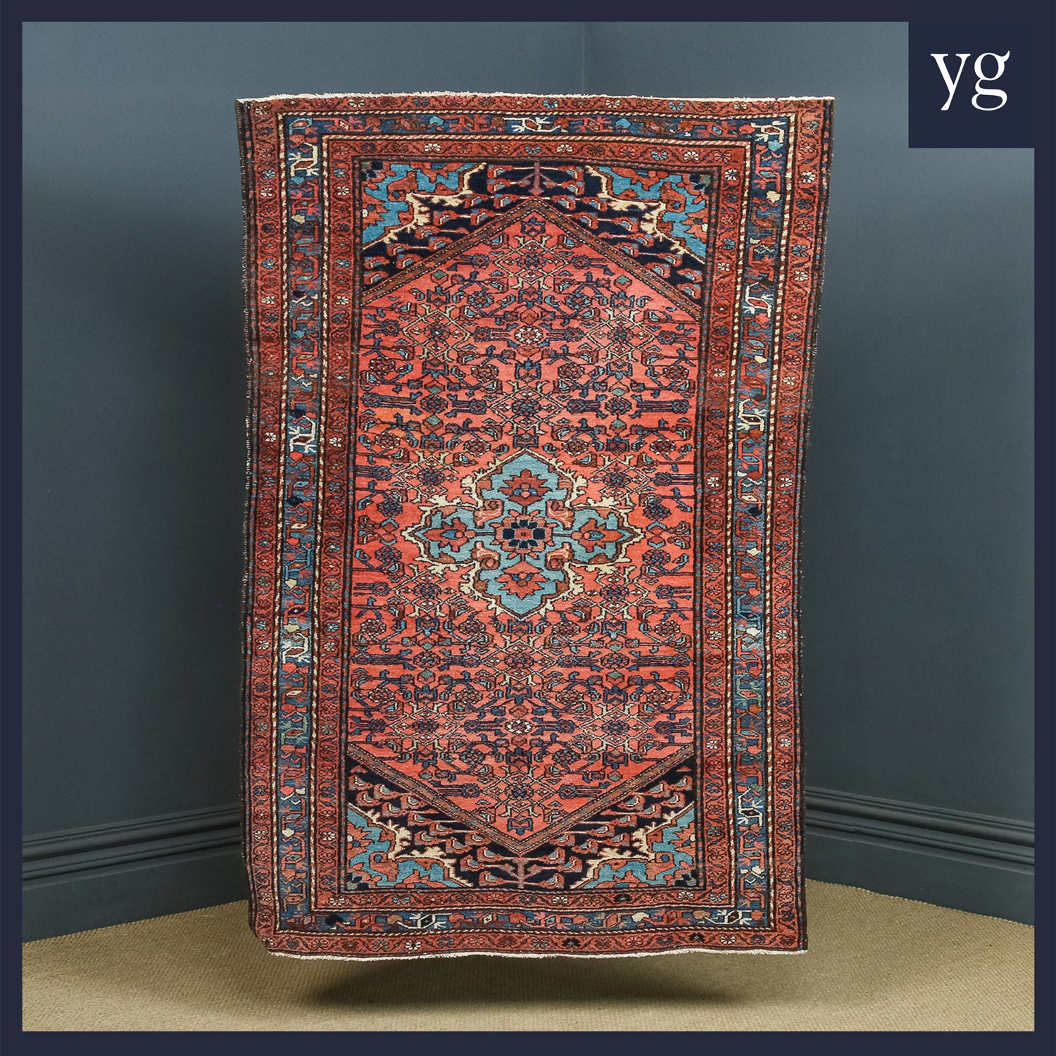 Antique Edwardian 6ft 6” by 4ft 4” Tribal Heriz Wool Red