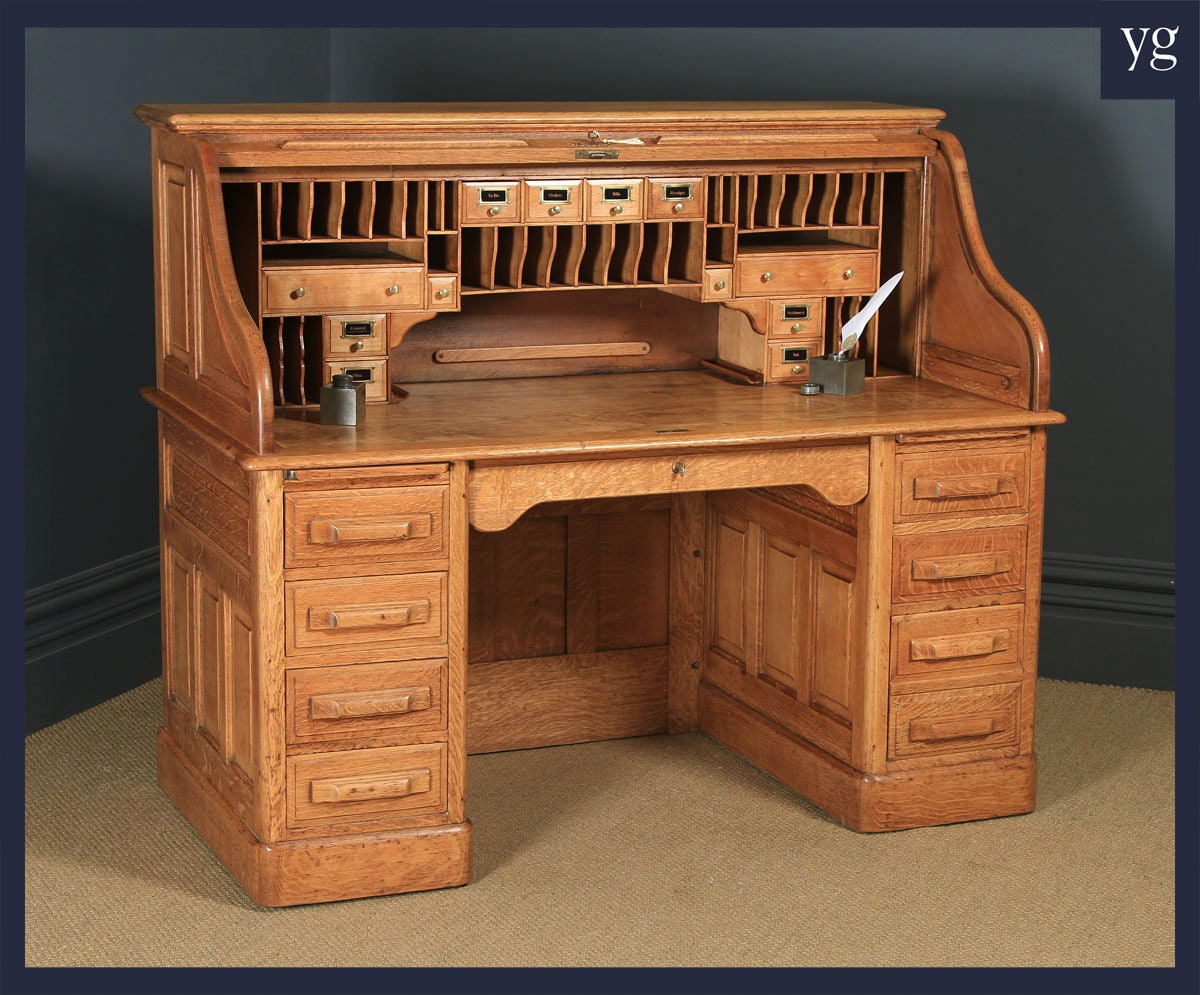 Antique British Colonial Roll Top Desk - The Past Perfect Collection