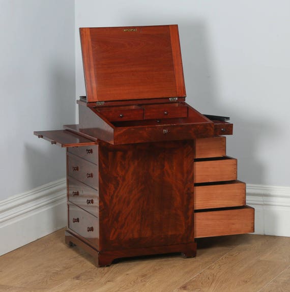 Antique Regency Flame Mahogany Davenport Writing Office Desk Etsy