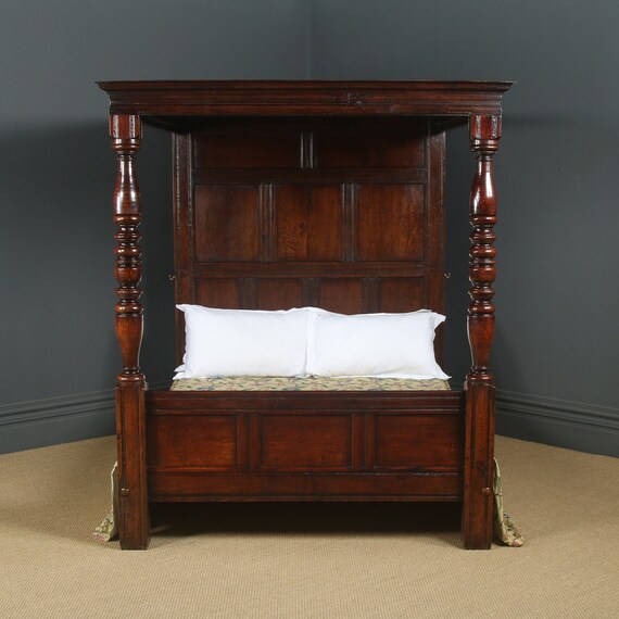English 18th Century Style 5ft King Size Oak Four Poster Bed 
