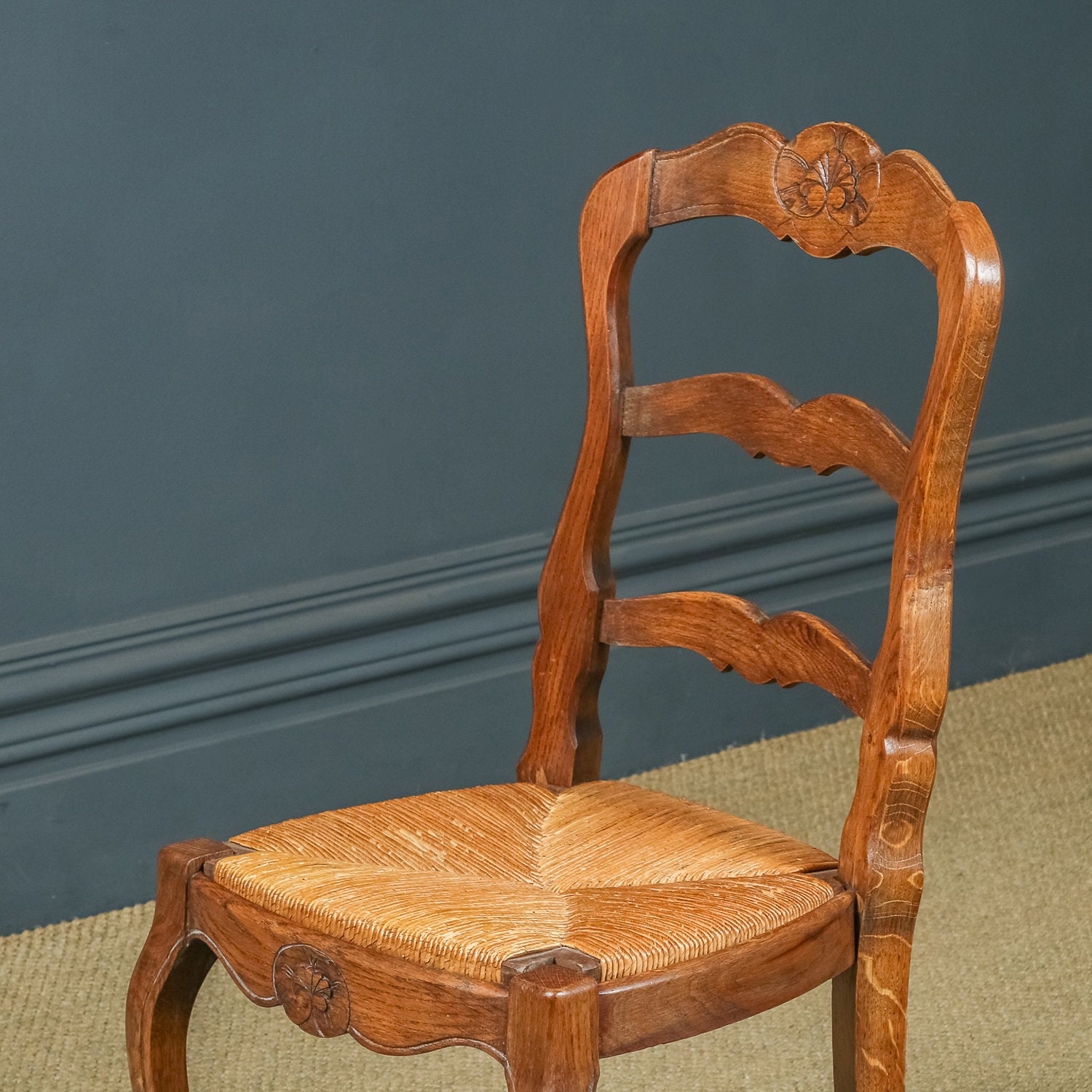 Antique French Set of 12 Twelve Louis XV Style Oak Ladder