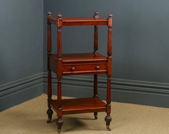 Antique English William IV / Victorian Mahogany Three-Tier Whatnot Etagere Display Stand Shelves (Circa 1840)