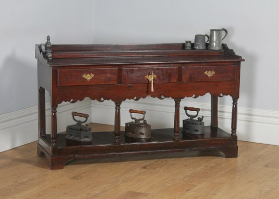 Antique Welsh Georgian Oak Potboard Low Dresser Base Sideboard Etsy
