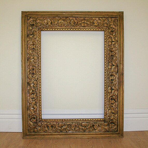 Large Antique Style Carved Ornate Vintage Gilt Wood Mirror Frame 4ft X 5ft