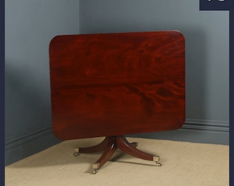 Antique English Georgian Regency Figured Mahogany Rectangular Tilt Top Breakfast / Dining Table (Circa 1820)