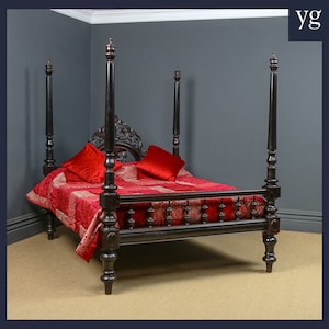 Antique 5ft 8” Victorian Anglo-Indian Colonial Raj King Size Four Poster Bed (Circa 1880)