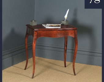 Antique French Louis XV Style Walnut & Leather Occasional Writing Table Desk (Circa 1870)