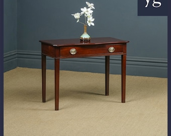 Antique English Georgian Mahogany Serpentine Side / Occasional / Hall Table with Drawer (Circa 1800)
