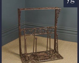 Vintage English Victorian Style Cast Iron Welly Riding Walking Boot Shoe Rack Stand & Scraper (Circa 1980)
