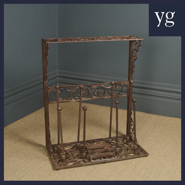 Vintage English Victorian Style Cast Iron Welly Riding Walking Boot Shoe Rack Stand & Scraper (Circa 1980)
