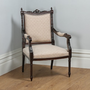 Antique French Louis XVI Style Beech Salon Occasional Armchair (Circa 1880)