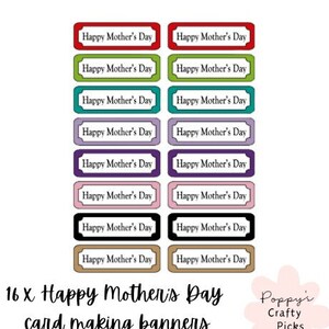 16 striscioni per realizzare biglietti per la festa della mamma, auguri, sentimenti, materiali artigianali, materiali per scrapbooking, toppers per biglietti, abbellimenti per biglietti