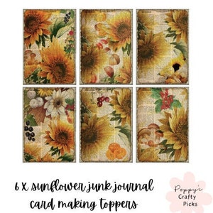 6 décorations de bannières de tournesol pour journal de bord, décorations de cartes de visite artisanales Créez vos propres cartes de voeux Scrapbooking floral pour elle