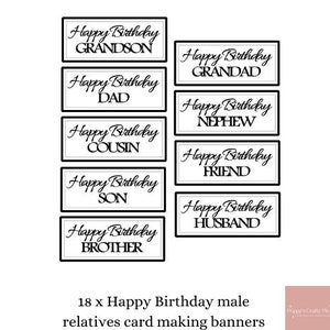 18 enfeites para fazer cartões de feliz aniversário, parentes do sexo masculino, fazer cartões, materiais para artesanato, materiais para scrapbooking, toppers para cartões