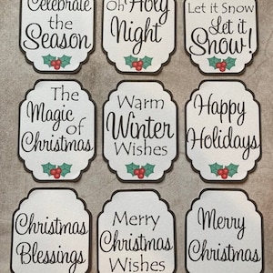Christmas Sentiment Card Toppers: Holiday Greetings Embellishments