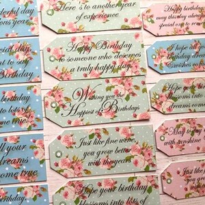20 striscioni con decorazioni floreali miste per biglietti di auguri di buon compleanno, sentimenti, decorazioni per biglietti artigianali, crea i tuoi biglietti di compleanno con scrapbooking