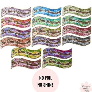 16 embellissements mélangés de bannière de sentiment de retraite, salutations, fabrication de cartes, fournitures d'artisanat, fournitures de scrapbooking, travaux manuels