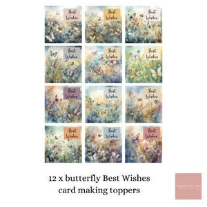 12 topper per biglietti di auguri a forma di farfalla / creazione di biglietti / crea i tuoi biglietti di auguri / materiali per l'artigianato / scrapbooking / journaling / per lei
