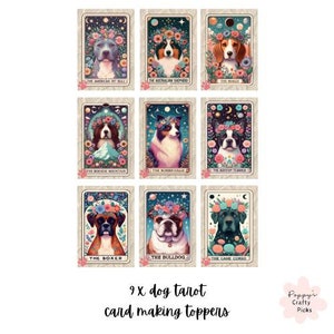 Fournitures de fabrication de cartes pour amoureux des chiens, chiens floraux, faites vos propres cartes de voeux, embellissements de cartes, fournitures d'artisanat, dessus de cartes, travaux manuels en papier x9