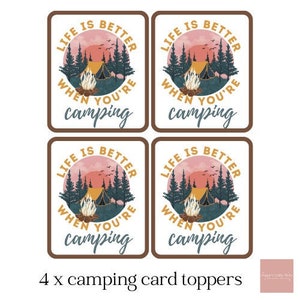 4 toppers para hacer tarjetas de camping, fabricación de tarjetas, hacer tus propias tarjetas hechas a mano, Día del Padre, fabricación de tarjetas para él, suministros artesanales, scrapbooking
