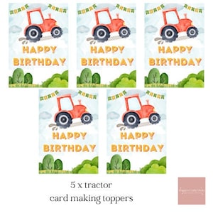5 topperów na kartki urodzinowe z motywem traktora, materiały do rękodzieła, scrapbooking, ozdoby kartek, stwórz własne kartki urodzinowe dla dzieci