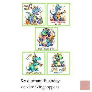 5 wzorów kartek urodzinowych z motywem dinozaura, materiały do rękodzieła, scrapbooking, ozdoby kartek, stwórz własne kartki urodzinowe dla dzieci