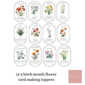 12 embellissements de fabrication de cartes de fleurs pour le mois de naissance, fabrication de cartes d'anniversaire florales, fournitures d'artisanat, fournitures de scrapbooking, tenue d'un journal, décorations