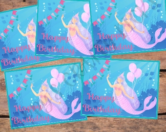 Mermaid Happy Birthday Card Toppers: Scrapbook Embellishments