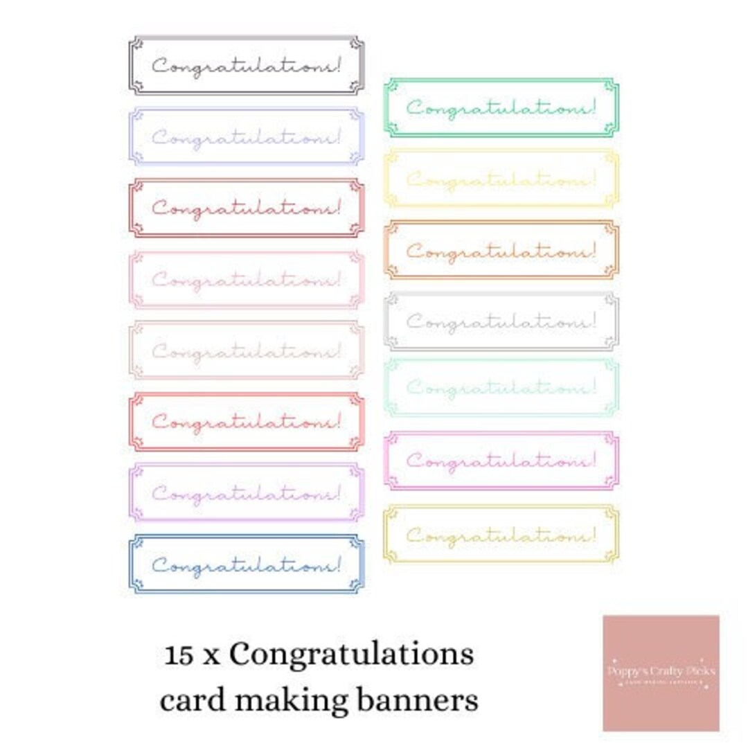 Sentiments Banners Card Making 15 Mixed Congratulations Sentiment Banners, Card Making Supplies, DIY ...