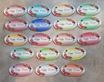 18 oval Happy Easter sentiment greeting banners ~ card making supplies ~ scrapbooking ~ craft embellishments ~ card toppers ~ papercraft