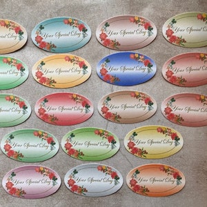 18 adornos ovalados para hacer tarjetas con el lema "Your Special Day", frases para cualquier ocasión, fabricación de tarjetas, suministros para manualidades, suministros para álbumes de recortes