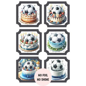 6 décorations de gâteau d'anniversaire de football, fournitures pour fabrication de cartes, fabrication de cartes pour lui, faites vos propres cartes d'anniversaire faites main, travaux manuels, scrapbooking